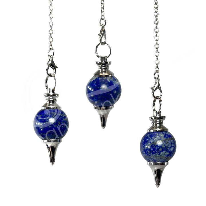 Oceanic Linkways Inc - Wholesale Spiritual Stone/Crystal - (PC)PENDULUM - BALL LAPIS LAZULI PLAIN CHAIN 9"L1