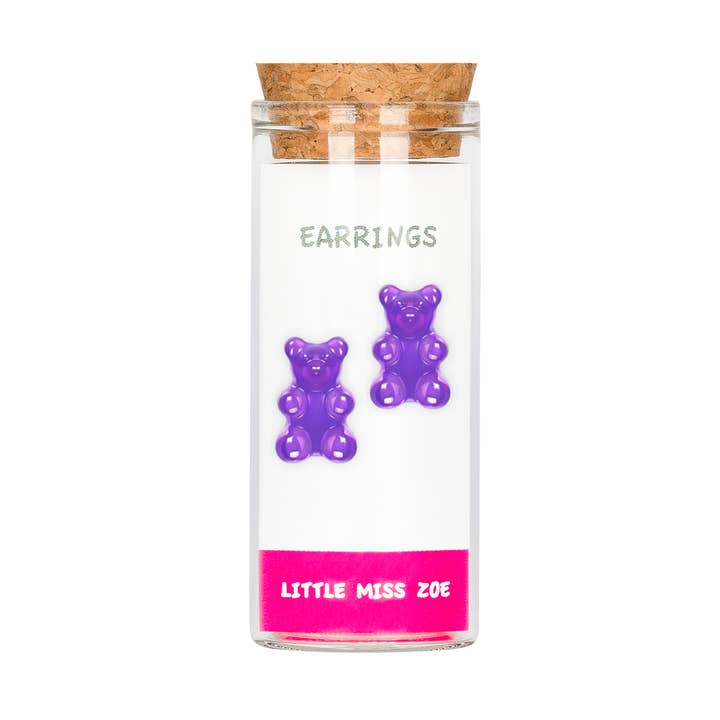 Kids Sterling Silver Studs Earrings in a Bottle - Gummy Bear for wholesale by Little Miss Zoe