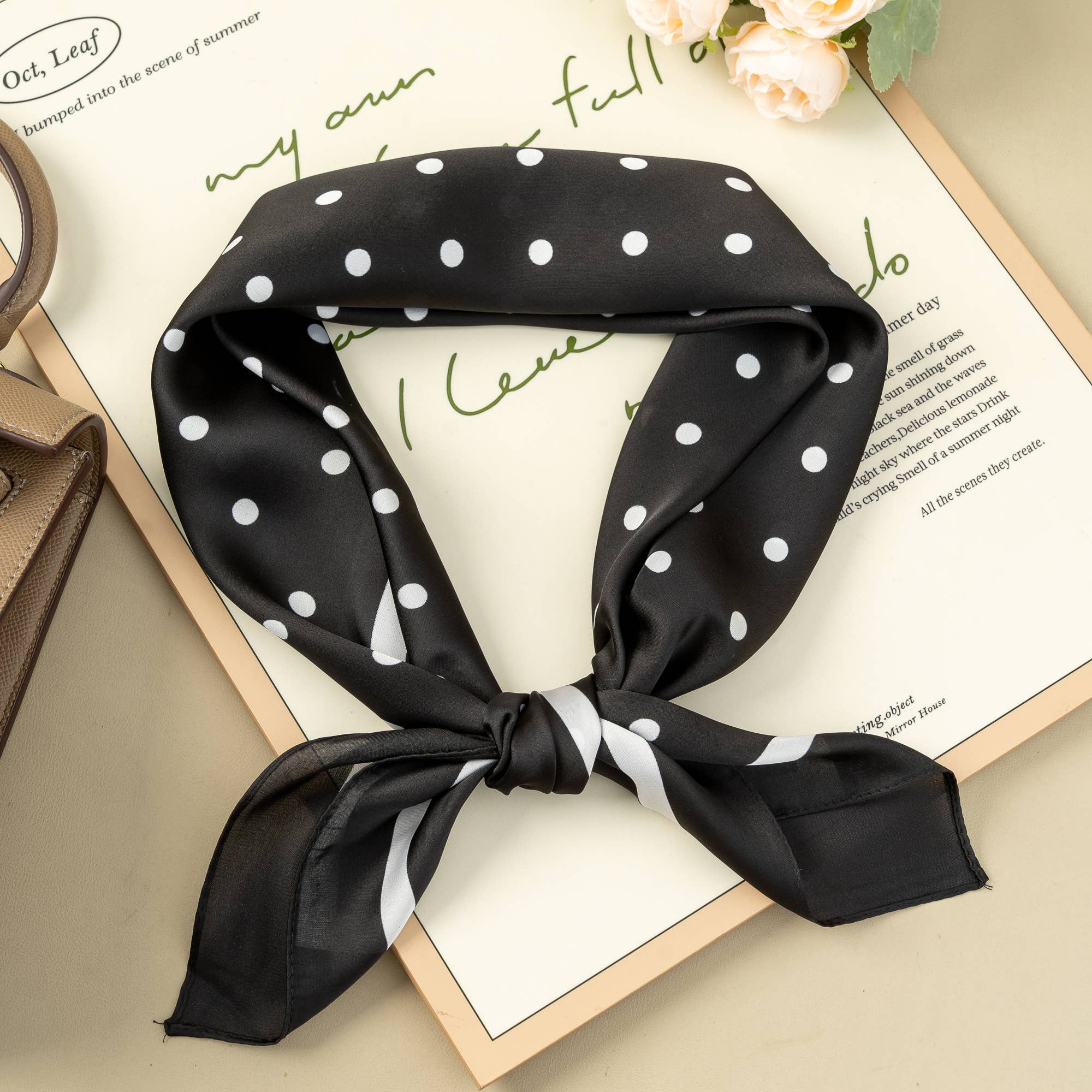 COSMOS - Wholesale Scarf - Women's - Navy Blue Scarf with Small Dots 70 x 700