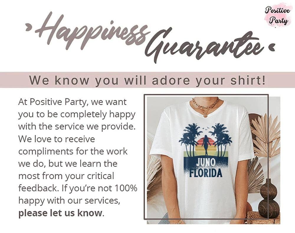 PositiveParty - Wholesale Screen Printed T-Shirt - Women's - Juno Florida Shirt, Born In Juno Florida Gift9