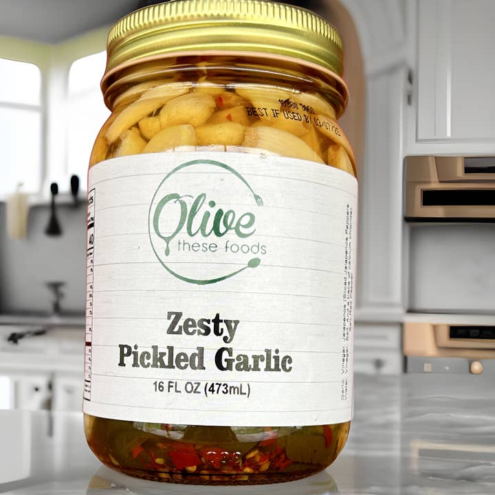 Pickled Veg: Zesty Pickled Garlic (16 oz / 473 g) for wholesale by OLIVE THESE FOODS
