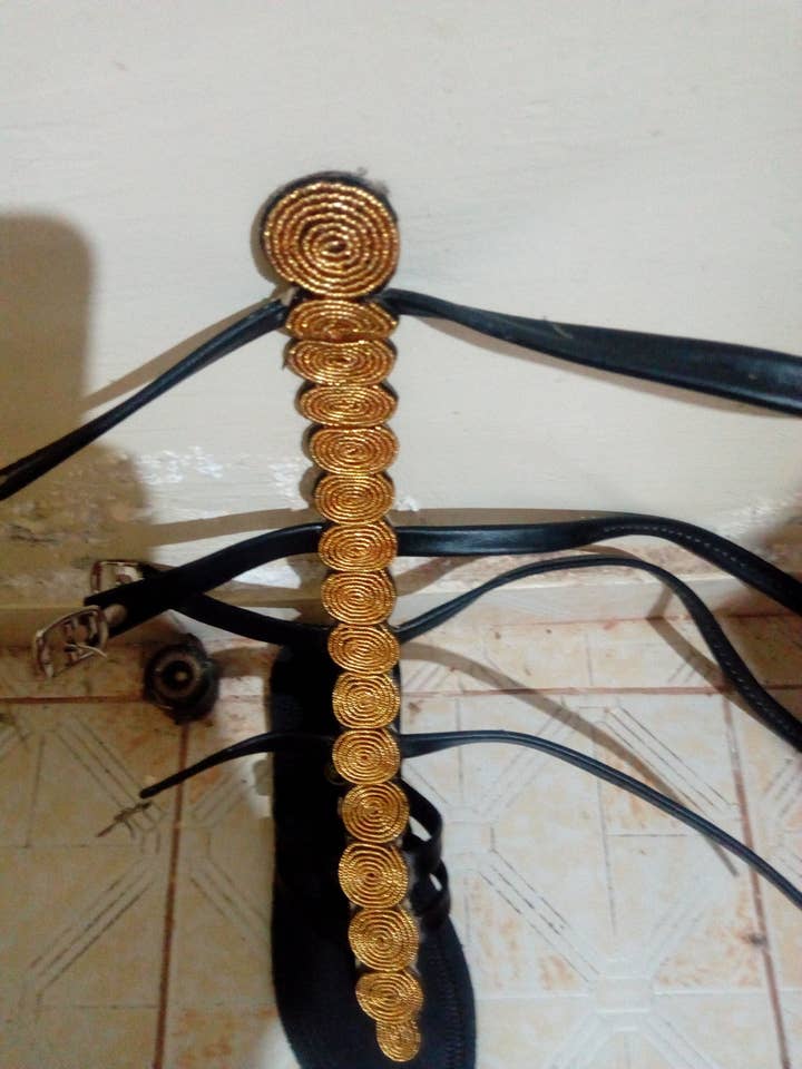 Delight merchants - Wholesale Sandals - Women's - Gold beaded knee-length handmade African Masai sandals1