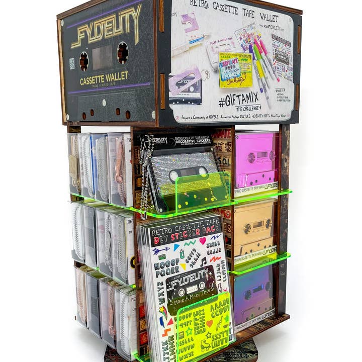 Fydelity - Wholesale Wallet - Unisex - Retro Cassette Wallet Display Stand | Retail POP4