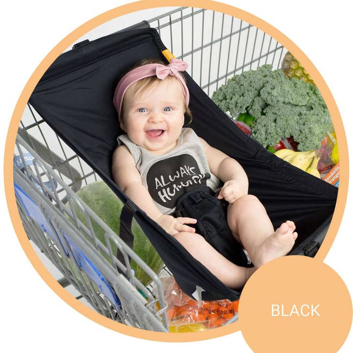 Baby Shopping Cart Hammock - Black Fabric for wholesale by Binxy Baby
