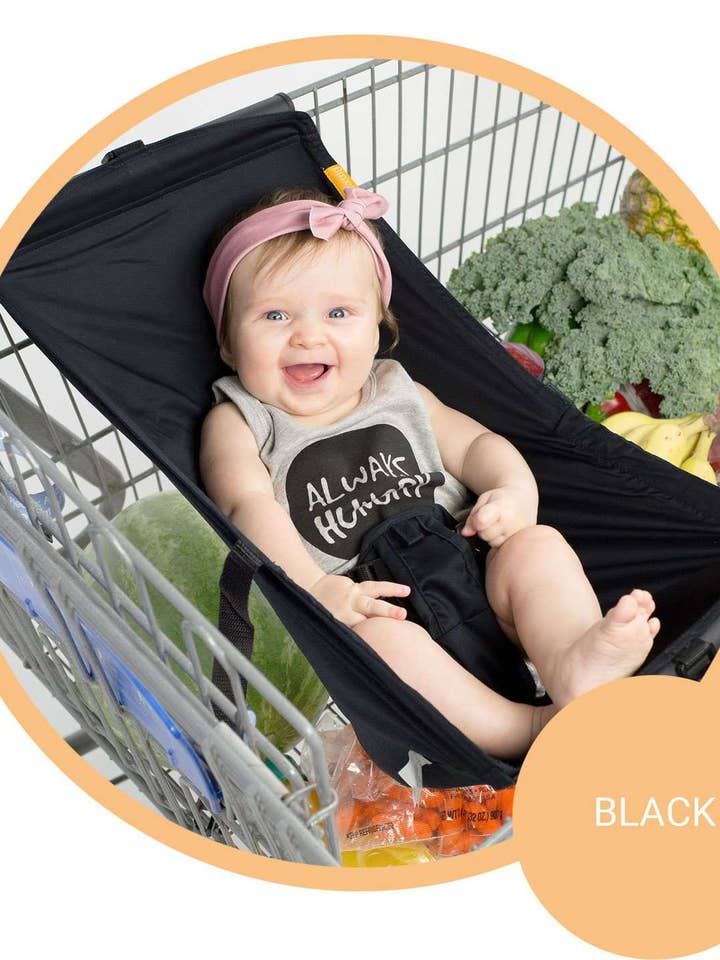 Baby Shopping Cart Hammock - Black Fabric for wholesale by Binxy Baby