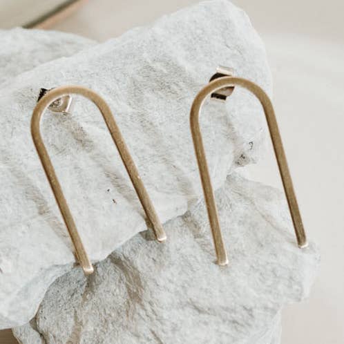 Brass Tall Arc Earrings for wholesale by Fawn And Rose