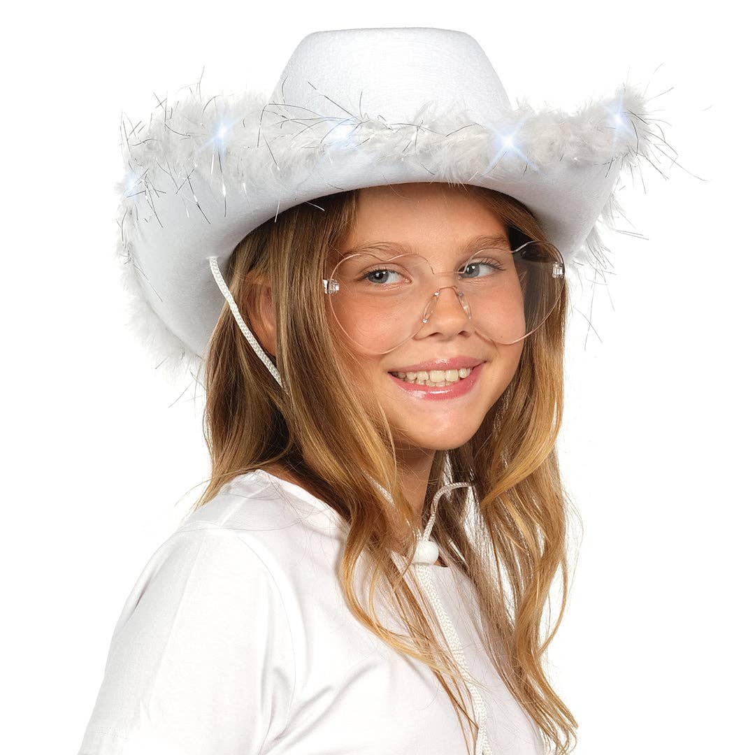 Funcredible - Wholesale Cowboy Hat - Women's - White Cowgirl Hat with Fur Rim - Trendy Light Up Cowboy Hat6