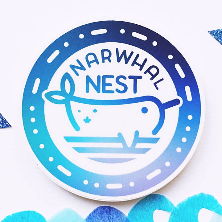 Narwal Blue Morsecode-Aufkleber für den Großhandel von Narwhal Nest