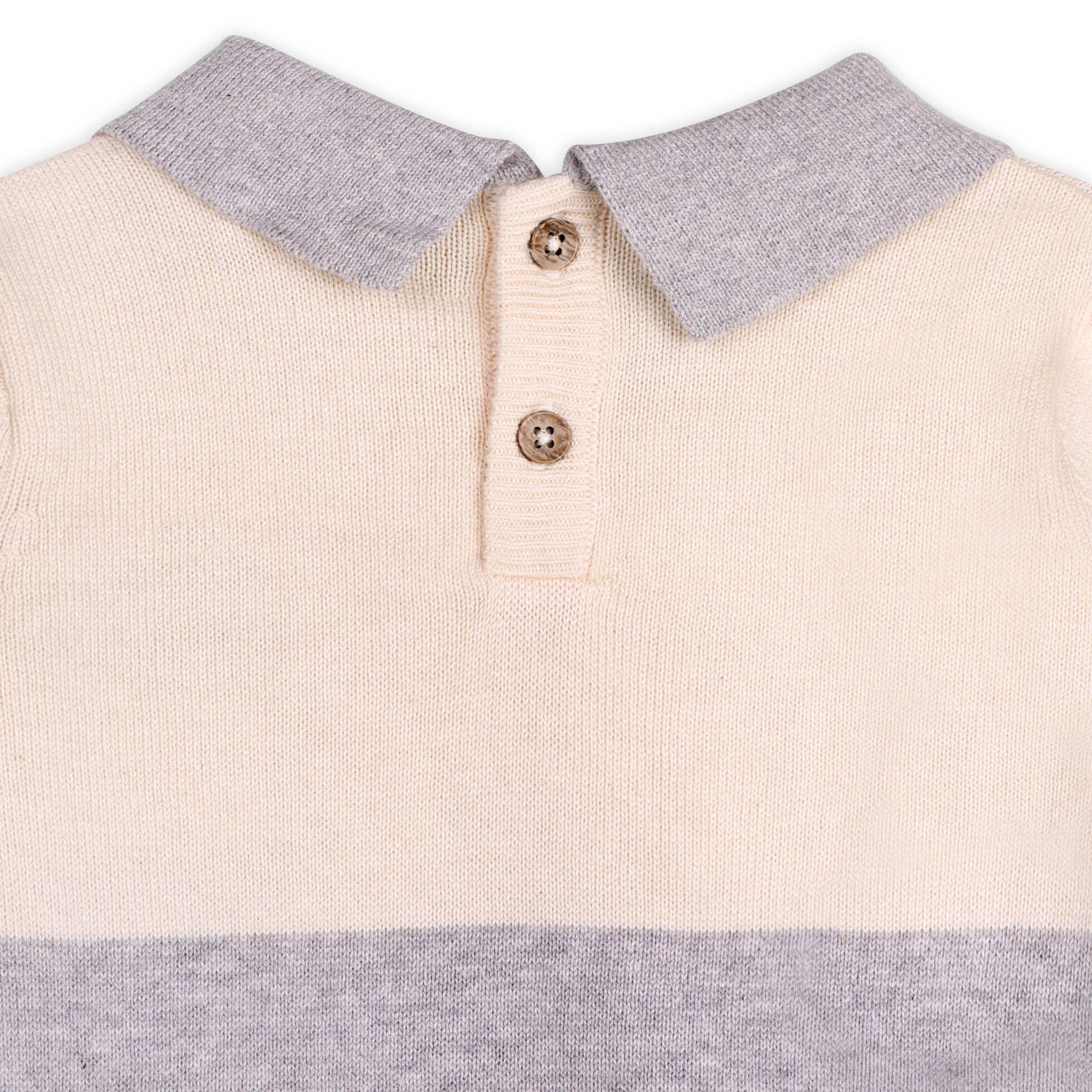 Heather Grey Cuddly Bear Applique Sweater Knit Collar Baby Pullover for wholesale on Faire8