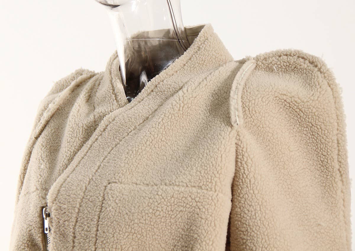 aprikos JK007 fleecepufferjacka i konstfårskinn för wholesale på Faire7