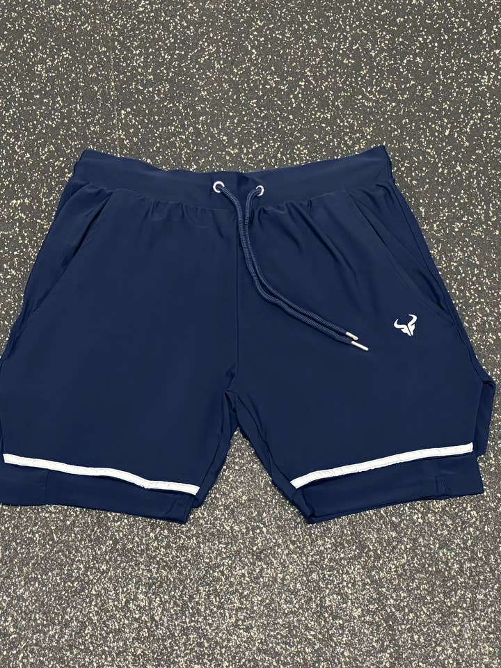 Cerus Navy Nexus 2-in-1 Shorts for wholesale by Cerus Clothing