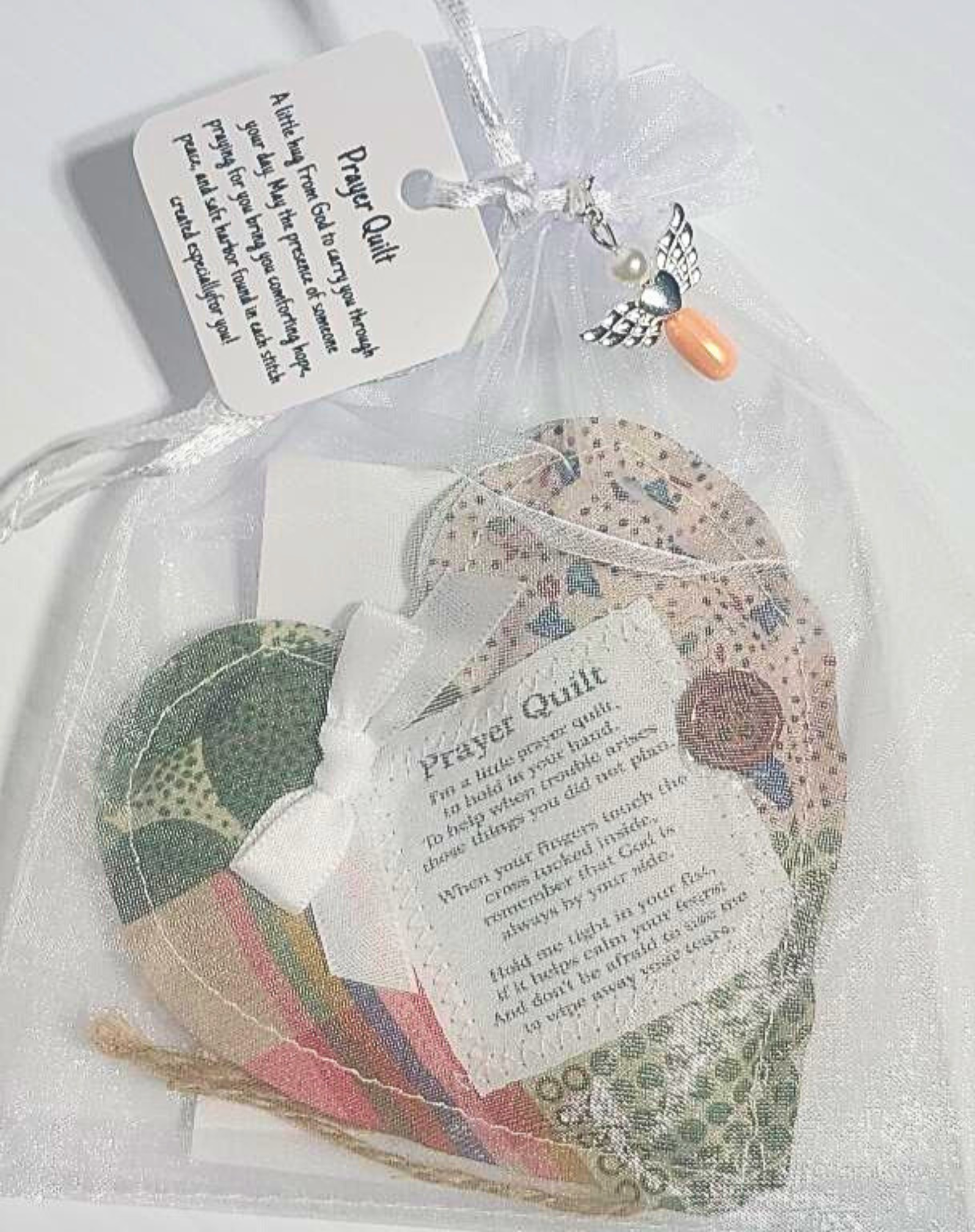 Paradise Island Gold and Silver - Wholesale Keepsake Coin/Token - Heart Mini Prayer Quilt – Angel Charm Faith Gift4