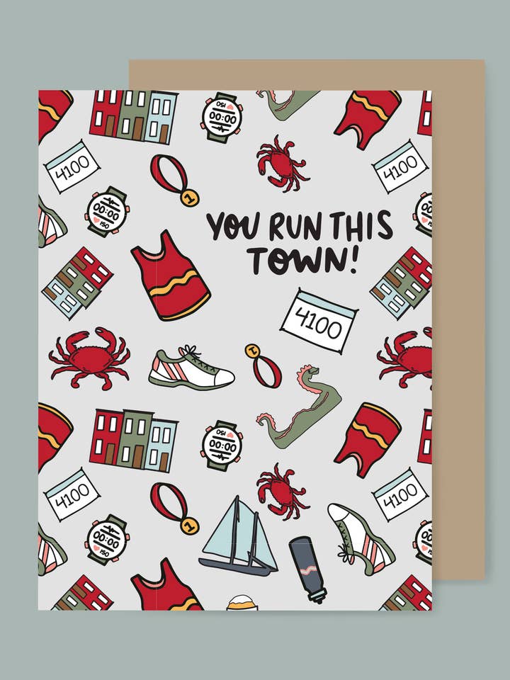 Baltimore Maryland Run This Town Running Notecard voor wholesale door the letters mdn
