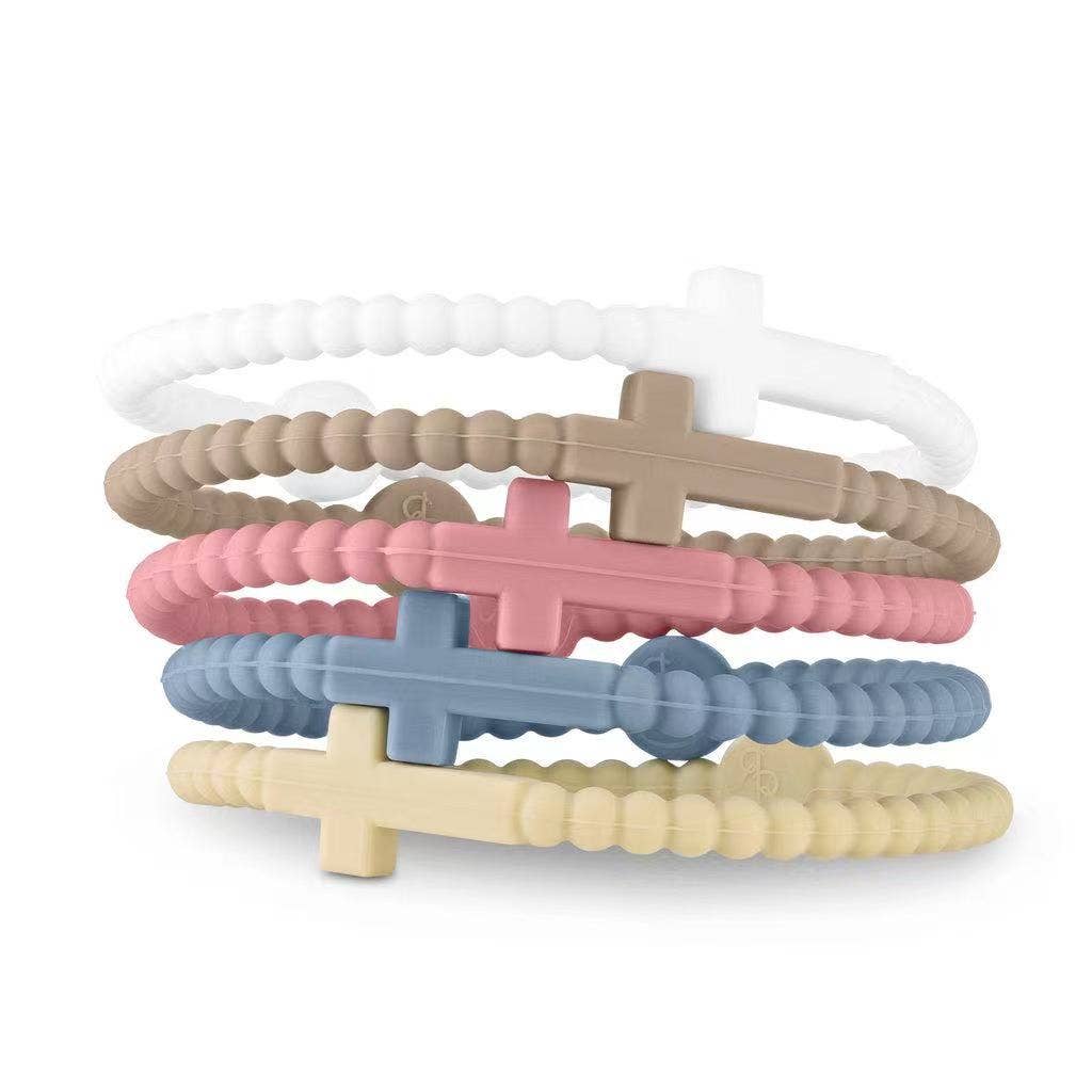 MKS America - Wholesale Bangle Bracelet - Jesus Bracelets Silicone Cross Bracelets set1