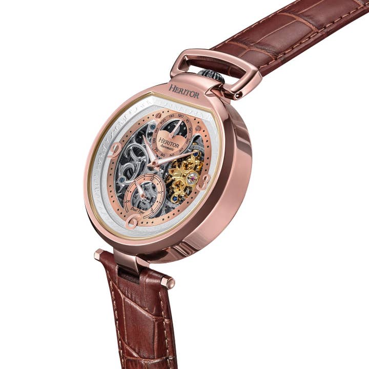 Heritor Automatic - Wholesale Wrist Watch - Men's - Heritor Automatic Lincoln Semi-Skeleton Leather-Band Watch16