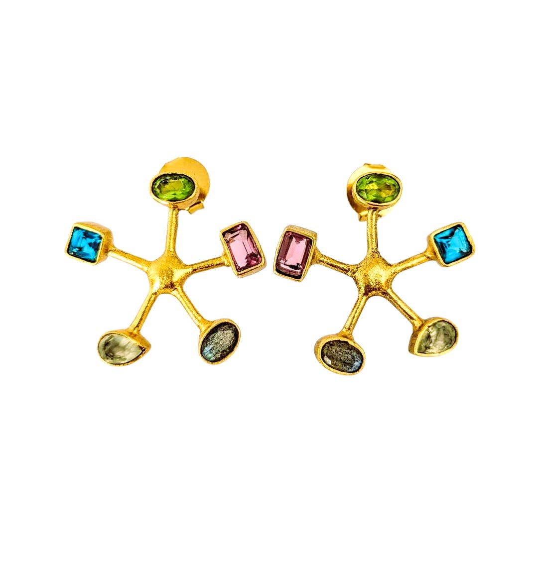 Isabel Lamadrid - Wholesale Stud/Post Earrings - ESTRELLA earrings combo 1 - Peridot, Apatite, Prehnite2