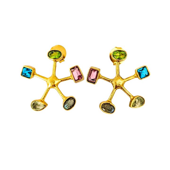 Isabel Lamadrid - Wholesale Stud/Post Earrings - ESTRELLA earrings combo 1 - Peridot, Apatite, Prehnite2