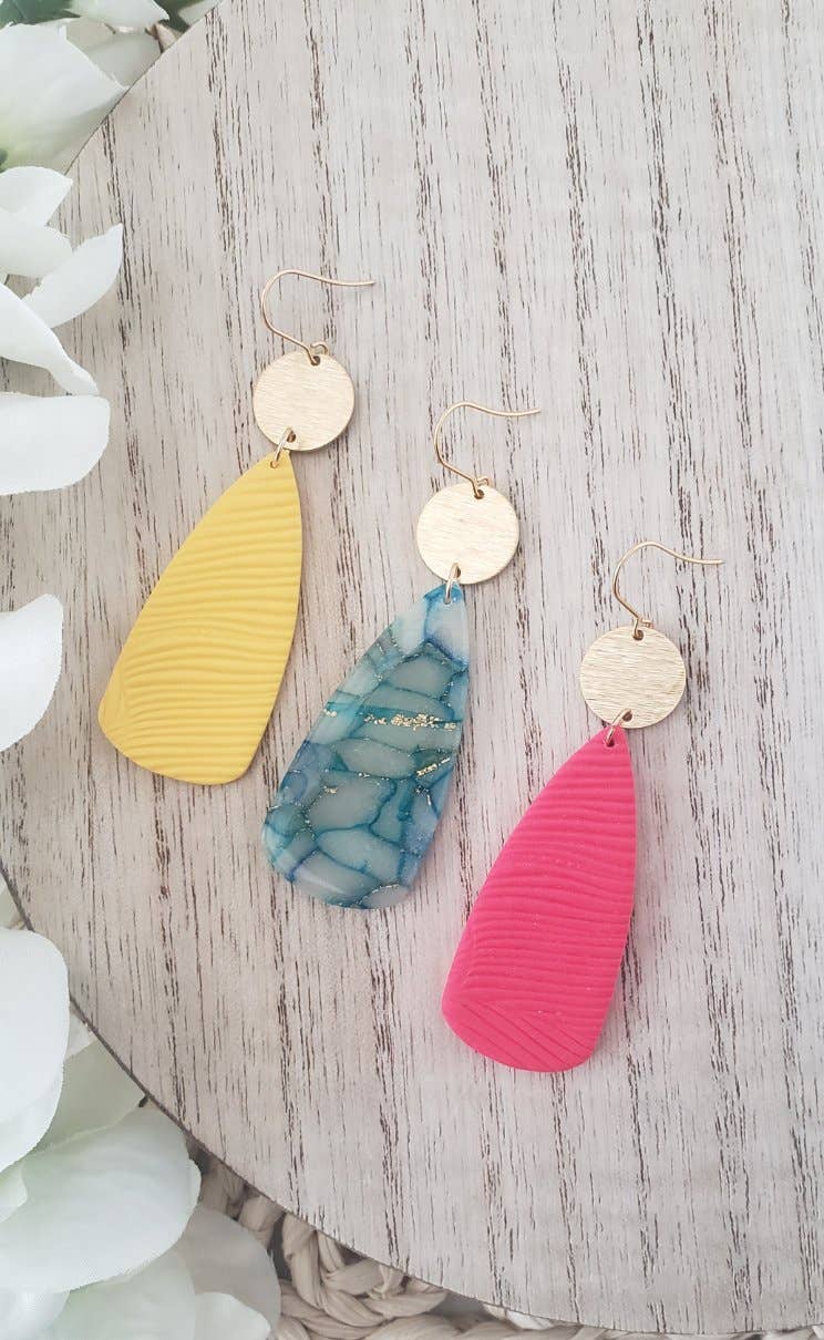 LulaLina Design – Engroshandel Hængeøreringe og creoløreringe – Palmer | Polymer ler Hot Pink dråbe dingle øreringe2