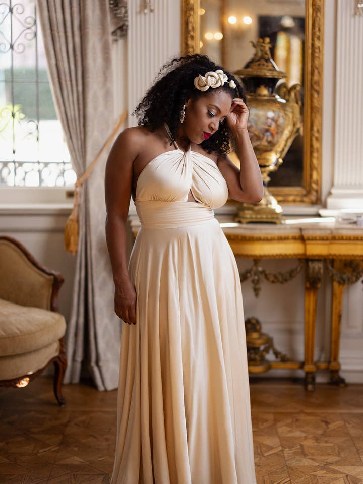 Yves Circle Dress - Ivory Satin for wholesale by TRASHY DIVA