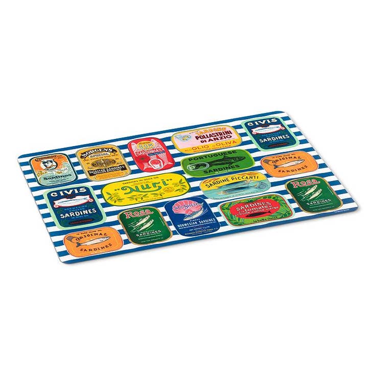 Sardine Tins on Stripes Placemat-13x18"L for wholesale by Abbott