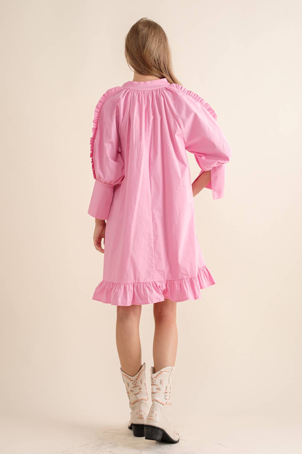 Wholesale 32764D - Cotton Poplin A Line Poof Mid Dress for