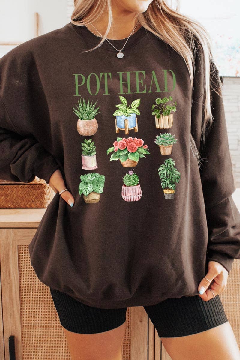 COLORBEAR - Wholesale T-Shirt (Graphic) - Women's - Pot Head Plant Lover Graphic Sweatshirt9