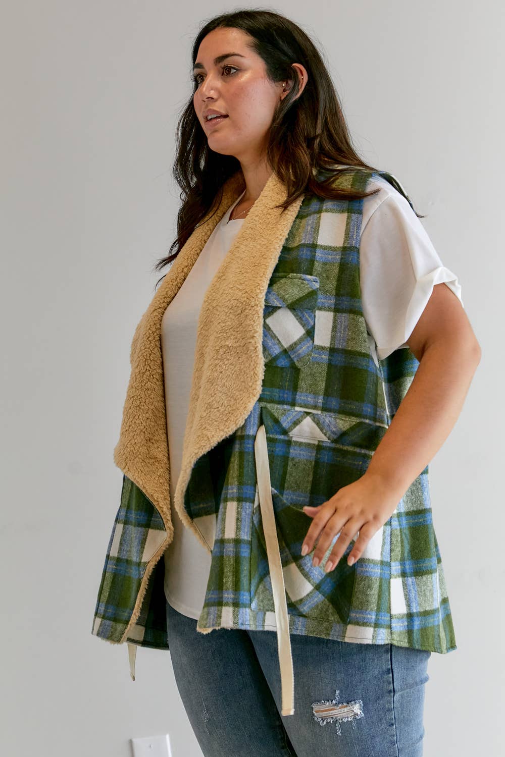 Davi & Dani - Vente Veste – femme - VESTE À MANCHES LONGUES À CARREAUX PLUS7