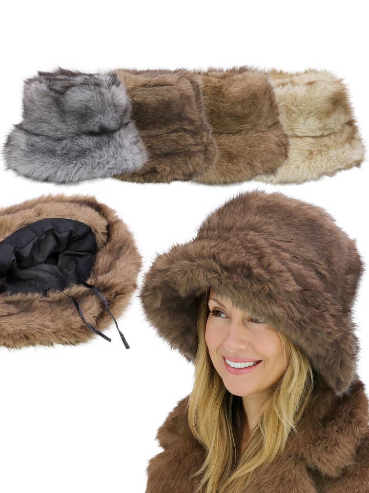 Luxe Agouti Oversized Faux Fur Bucket Hat for wholesale by Cap Zone