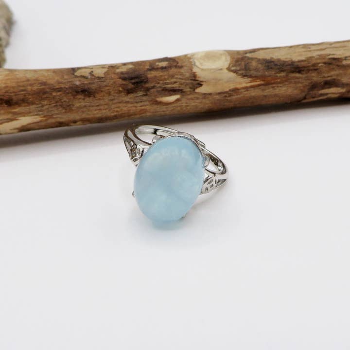 NILAH XL ~ Anello regolabile in ACQUAMARINA naturale for wholesale on Faire