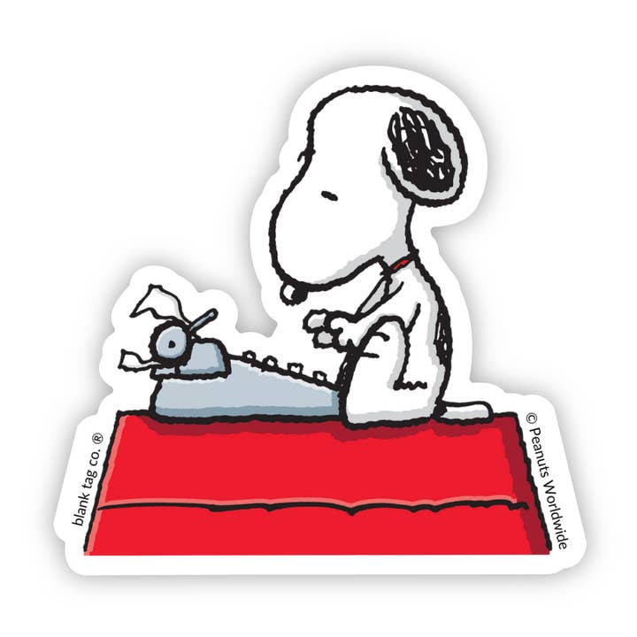Peanuts® Waterproof Sticker - Typing Snoopy for wholesale by Blank Tag Co. - Waterproof Stickers