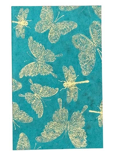 Cuaderno de mariposas y libélulas 5x8, metálico/verde para venta al por mayor de Giftsland