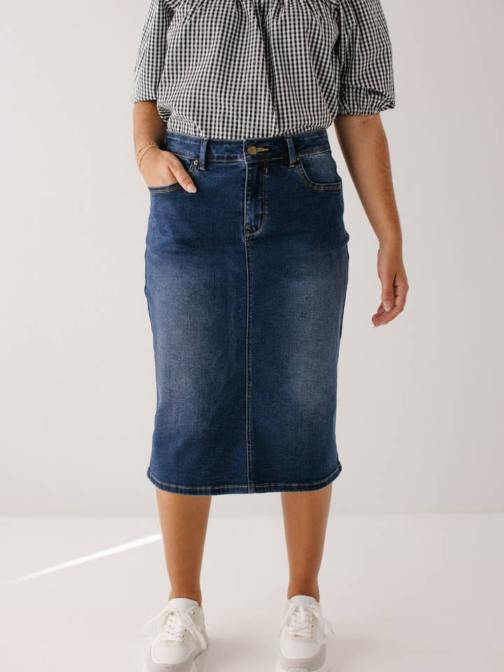 'Wren' Classic Denim Skirt for wholesale by The Main Street Exchange