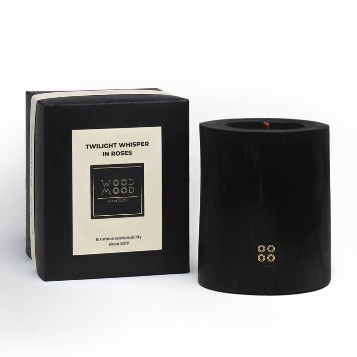 Twilight Whisper In Roses | candle with rose essential oil for wholesale by WOOD MOOD