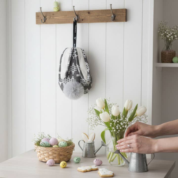 Grey Bunny shaped Hanging ornament for wholesale by Moose & Co