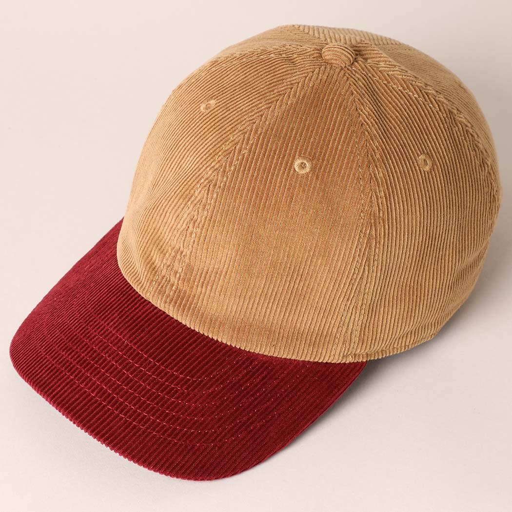 Fashion City - Wholesale Baseball Cap - Unisex - Corduroy Two-Tone Adjustable Baseball Cap21