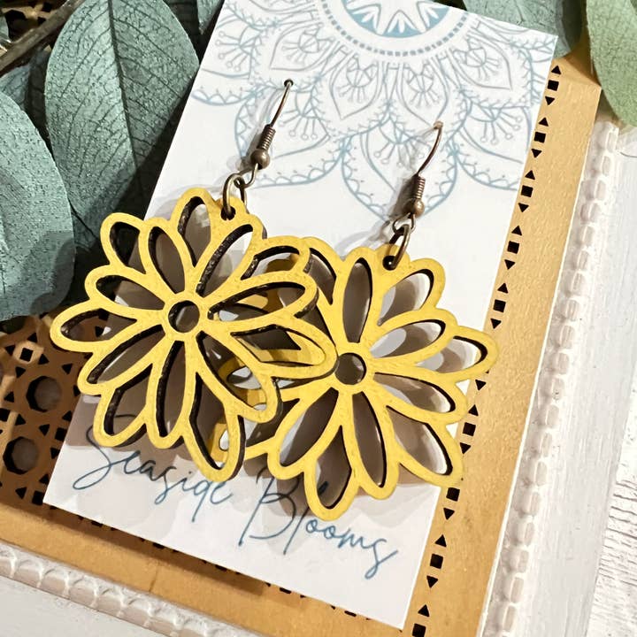 Seasideblooms - Wholesale Dangle Earrings - Boho cute hand painted lightweight maple wood Â