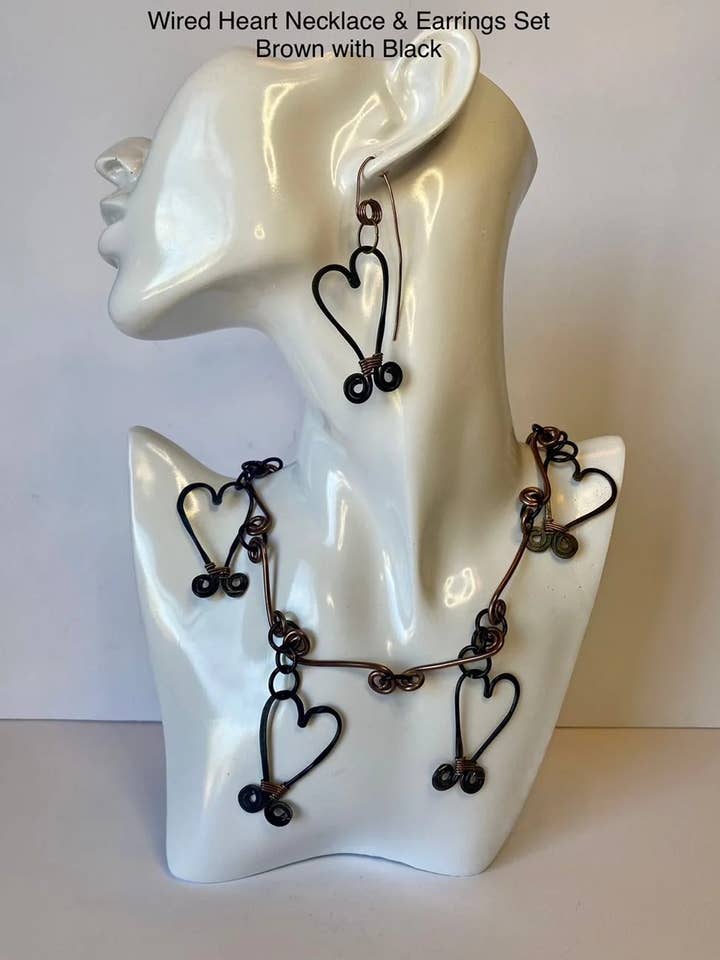 Open Hearts Necklace and Earrings Set for wholesale by Angela Catirina Jones