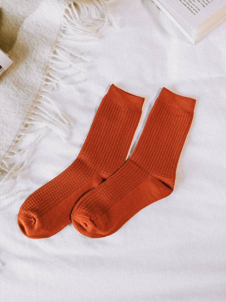 Donny's – wholesale Socks – Unisex – Summer Waffle Socks in Rust2