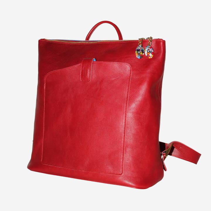 Terrida - Wholesale Shoulder Bag - Women's - Venetian Leather Backpack with Murano Glass Pendant8