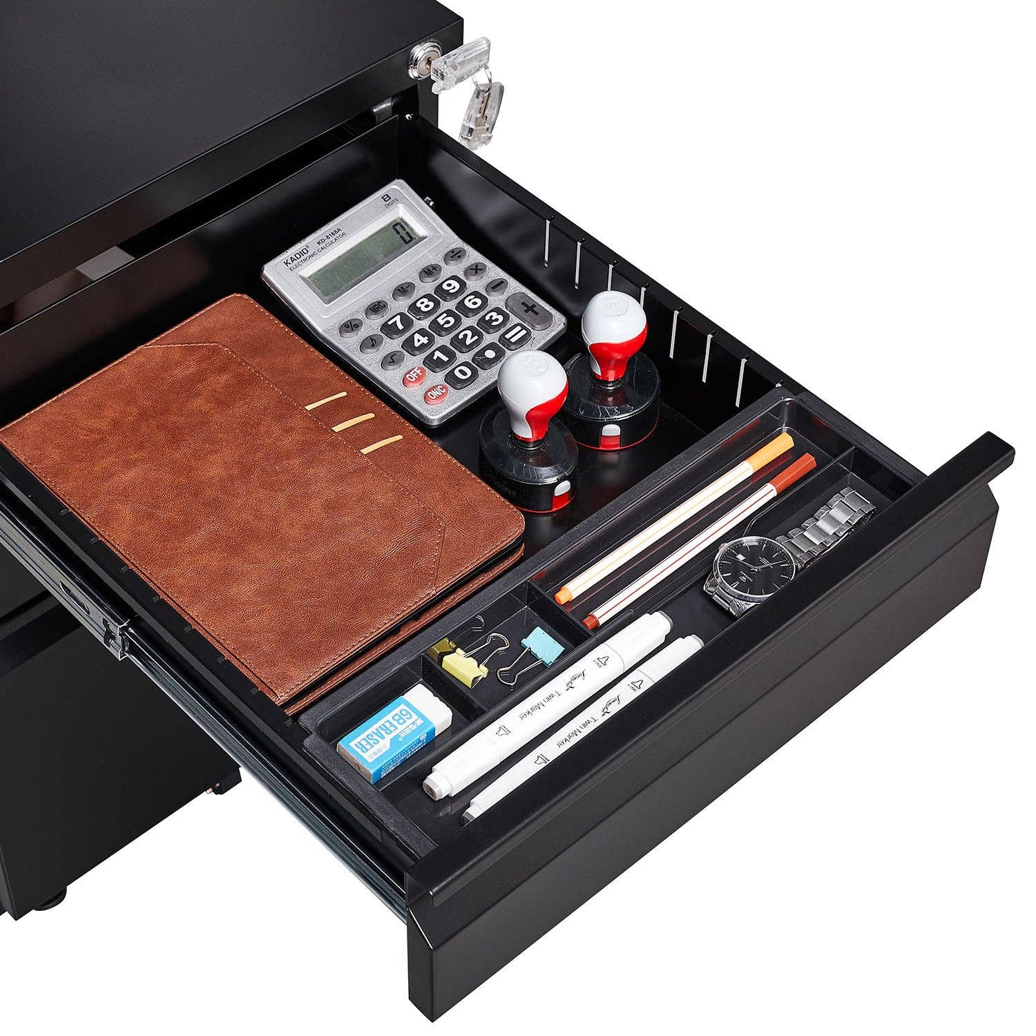 39F Inc. - Wholesale Cabinet - Black 3-Drawer Metal Filing Cabinet with Lock and Casters8