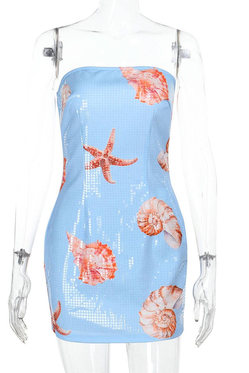 Mccolin – wholesale Dress – Women's – Strapless Starfish Print Dress7