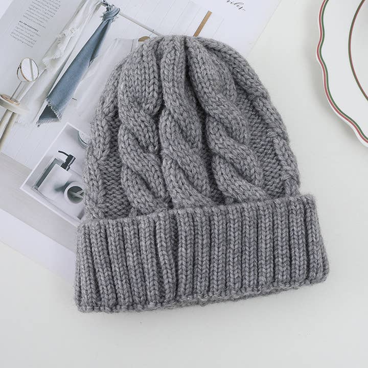 Chunky Cable Knit Hat in Grey for wholesale by Last True Angel