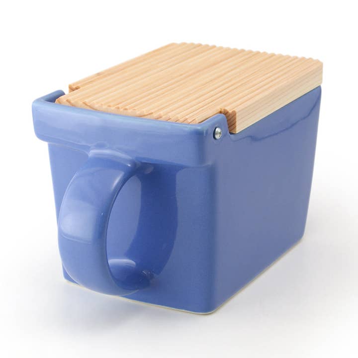 Bee House Ceramic Salt Box With Wooden Lid - Blueberry for wholesale by ZERO JAPAN USA