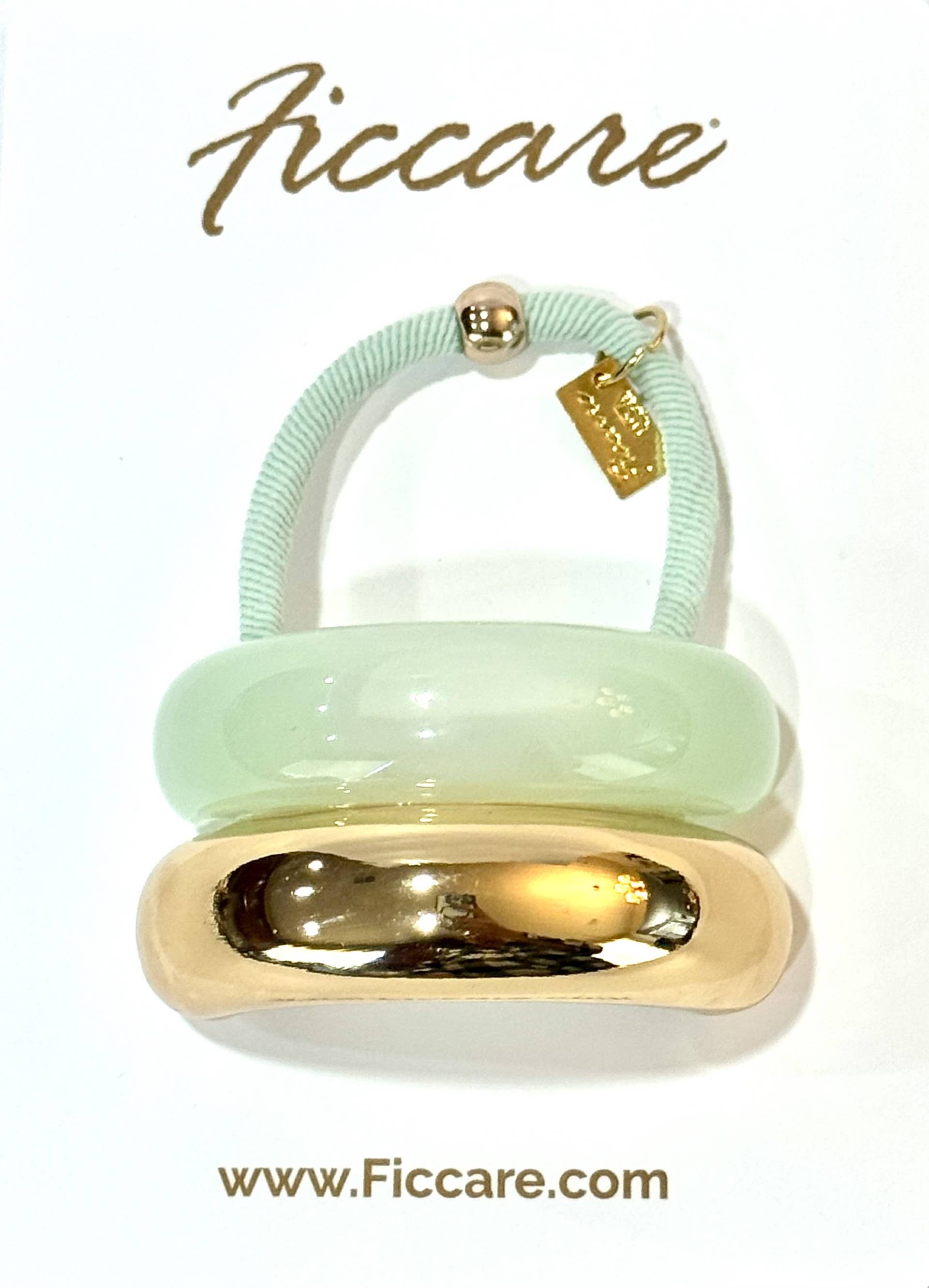 Ficcare - Wholesale Hair Tie - Melody Resin + Gold Metal Bar Hair Tie2