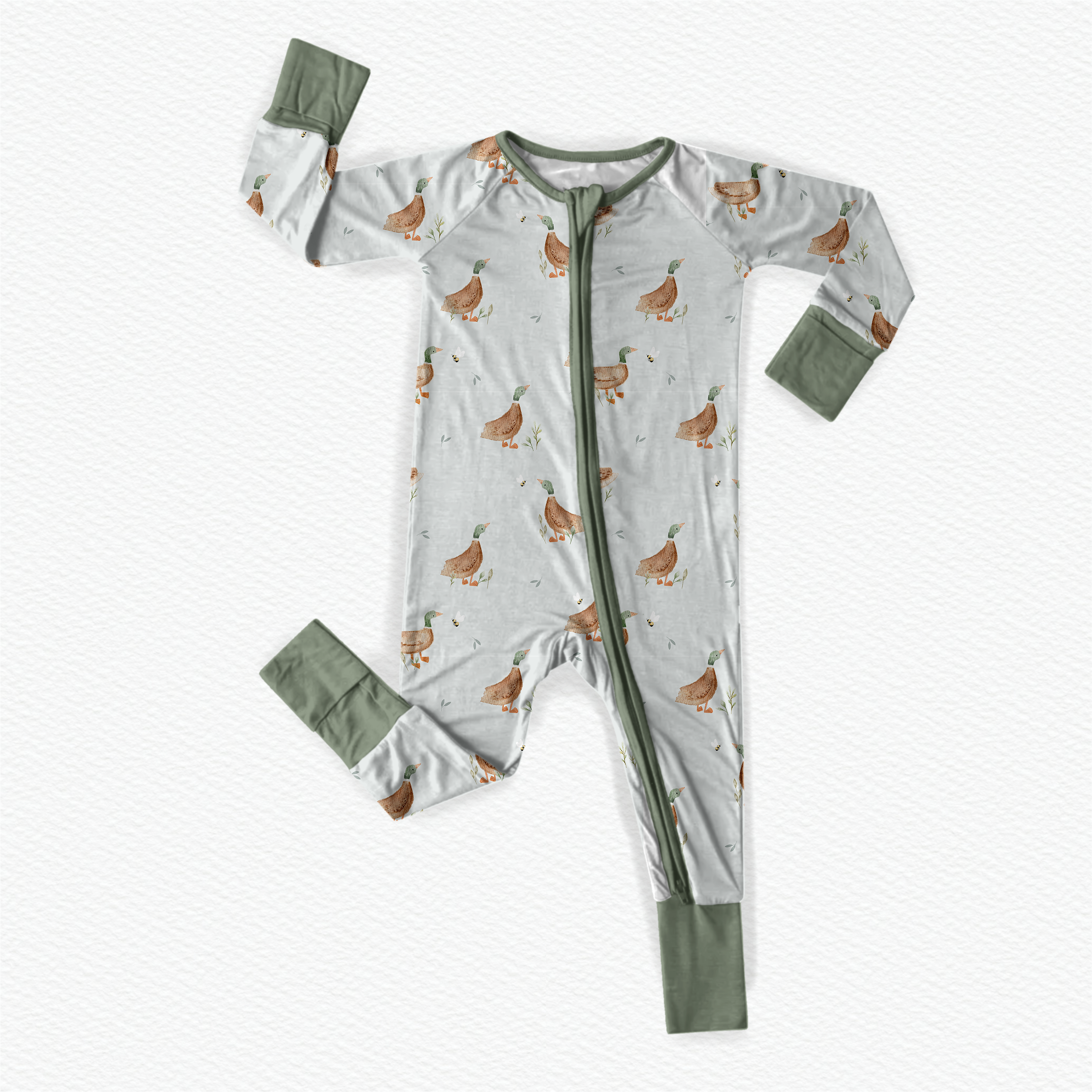 Tiny toes Baby Co - Wholesale Jumpsuit - Baby - Little Duckling Bamboo Zipper Romper1