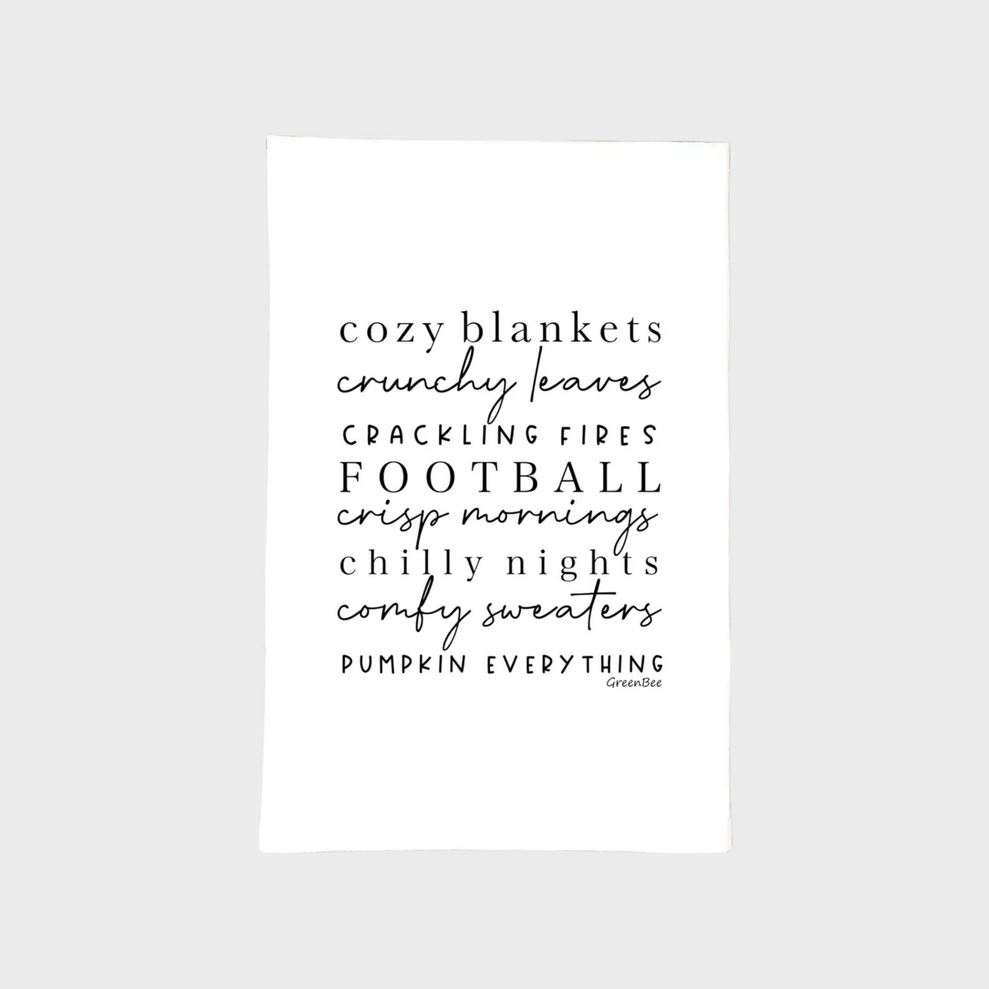 Green Bee Tea Towels - Wholesale Tea Towel - Fall Words Kitchen Towel | Tea Towels | Fall Dish Towels