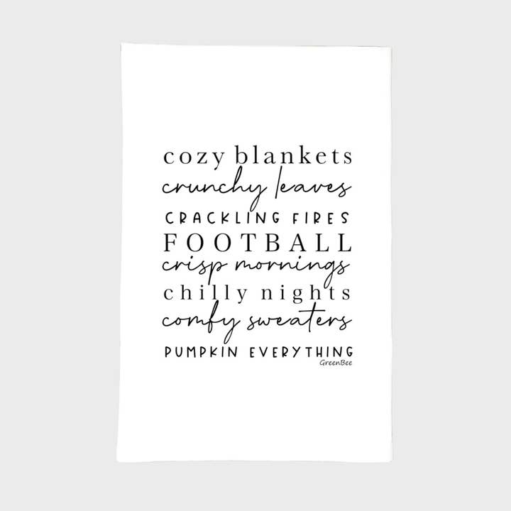 Fall Words Kitchen Towel | Tea Towels | Fall Dish Towels for wholesale by Green Bee Tea Towels