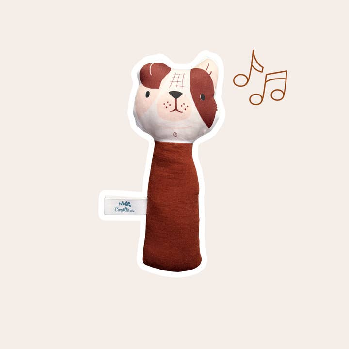 Rangle gling gling Hund i toffee bomuldsgaze for engroshandel hos Carotte & Cie