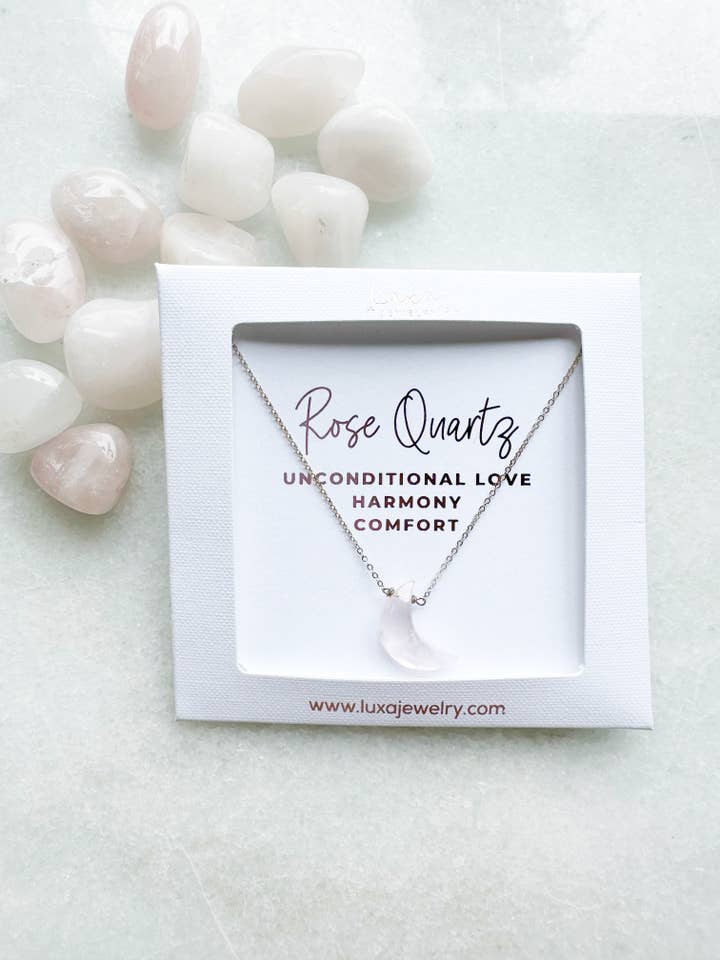 Halskette Lua aus Rosenquarz für den Großhandel von Luxa Jewelry