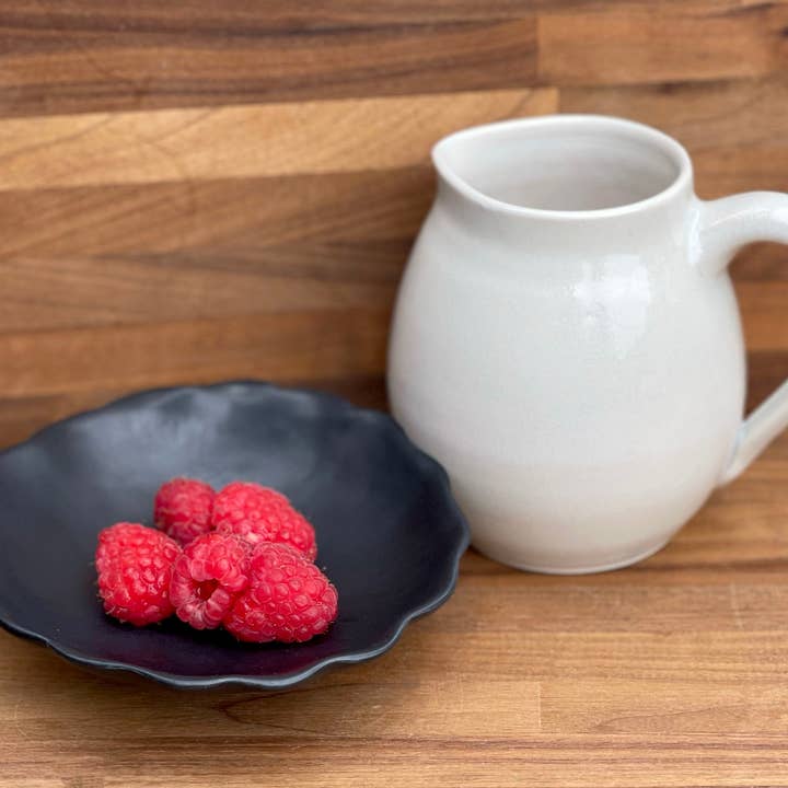 Soft Grey Blue Porcelain Creamer, Jug, Pitcher, Hot Syrup Server for wholesale by Chrys' Porcelain